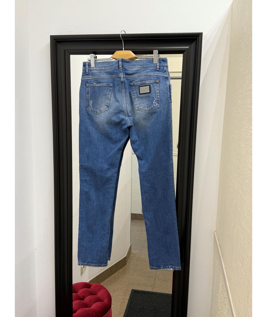 DOLCE&GABBANA Голубые хлопковые прямые джинсы, фото 3