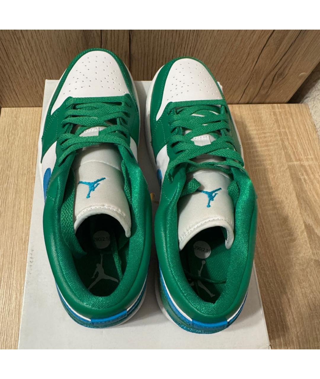 JORDAN Зеленые кожаные низкие кроссовки / кеды, фото 3