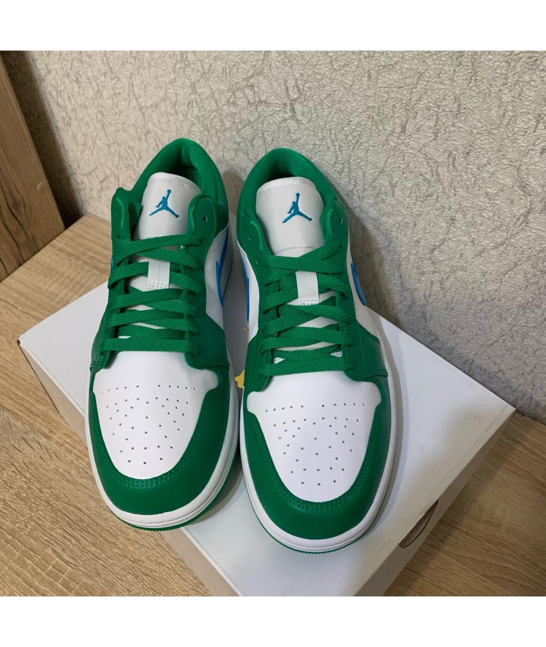 JORDAN Зеленые кожаные низкие кроссовки / кеды, фото 2