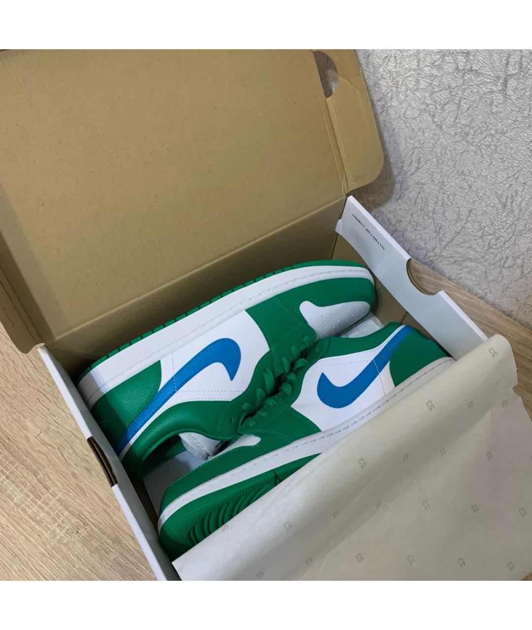 JORDAN Зеленые кожаные низкие кроссовки / кеды, фото 7