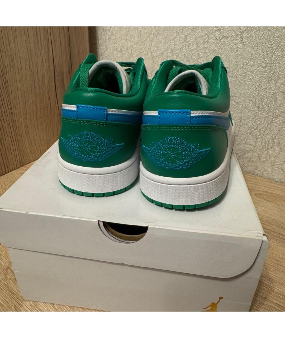 JORDAN Зеленые кожаные низкие кроссовки / кеды, фото 4