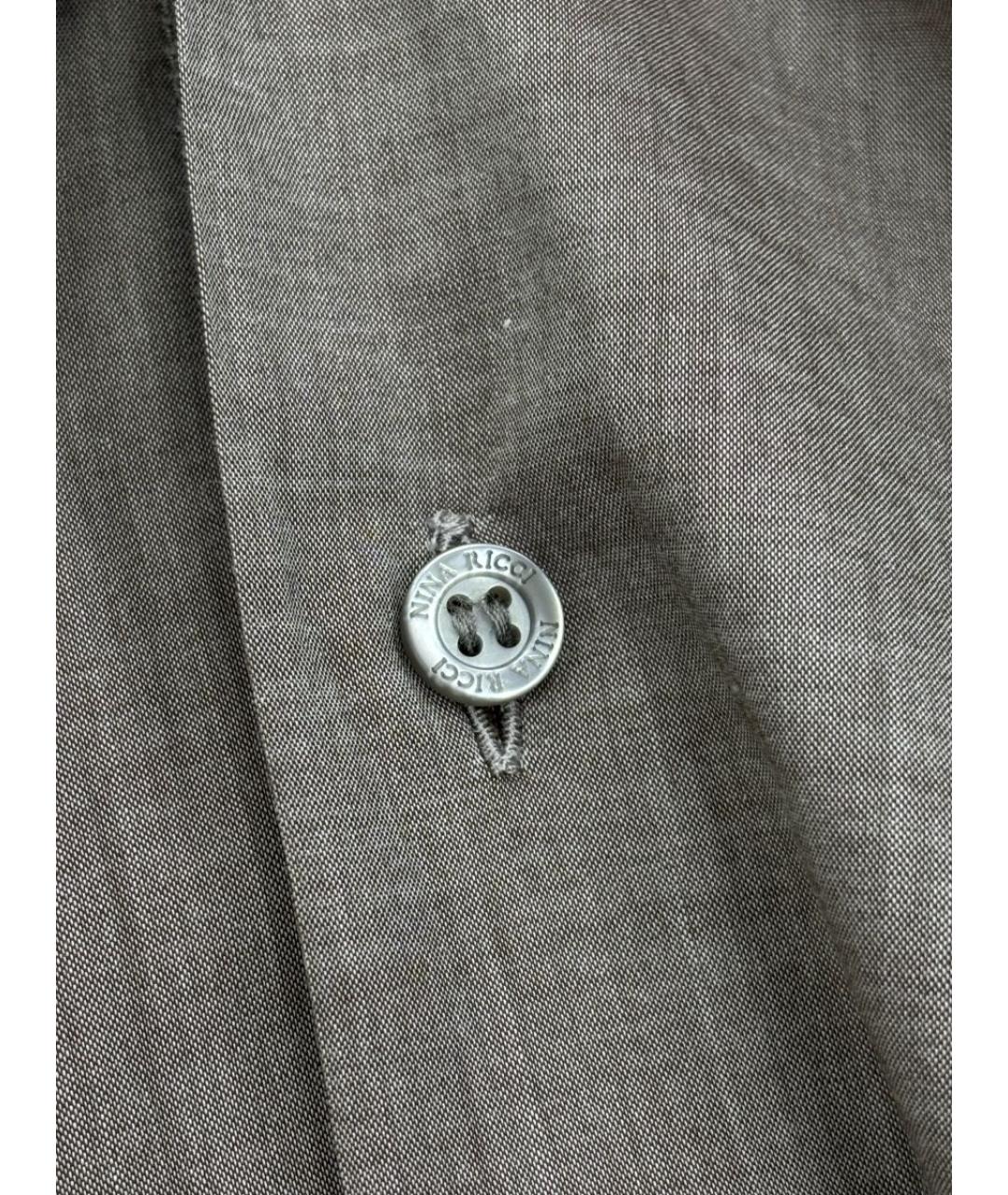 NINA RICCI Коричневая хлопковая классическая рубашка, фото 6