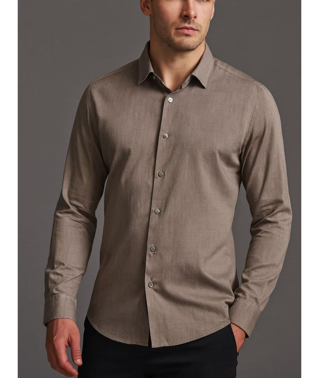 NINA RICCI Коричневая хлопковая классическая рубашка, фото 5