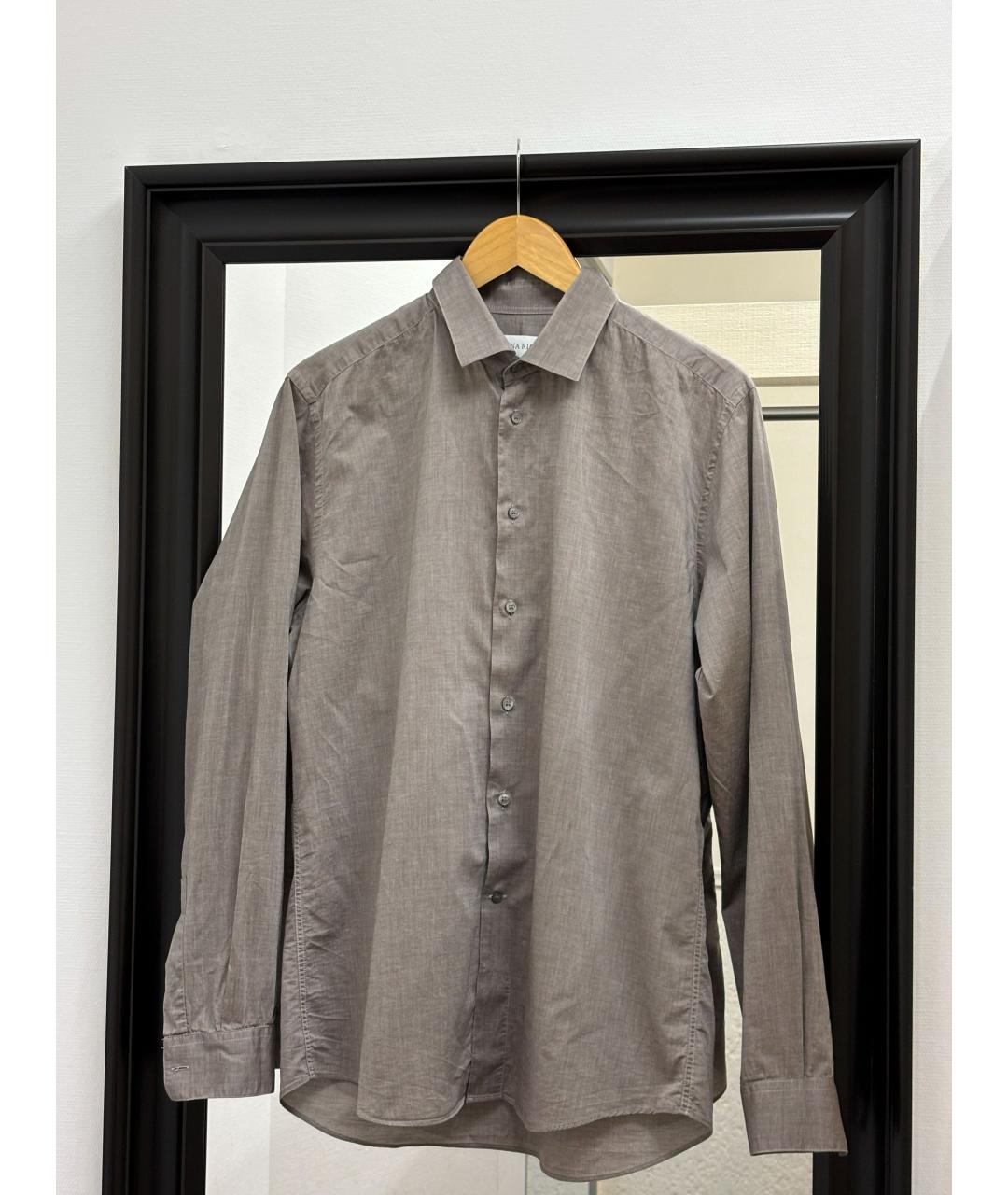 NINA RICCI Коричневая хлопковая классическая рубашка, фото 7