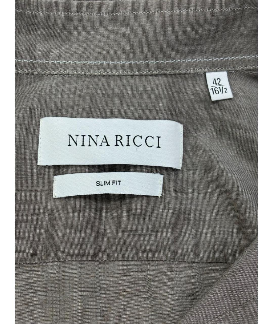 NINA RICCI Коричневая хлопковая классическая рубашка, фото 3