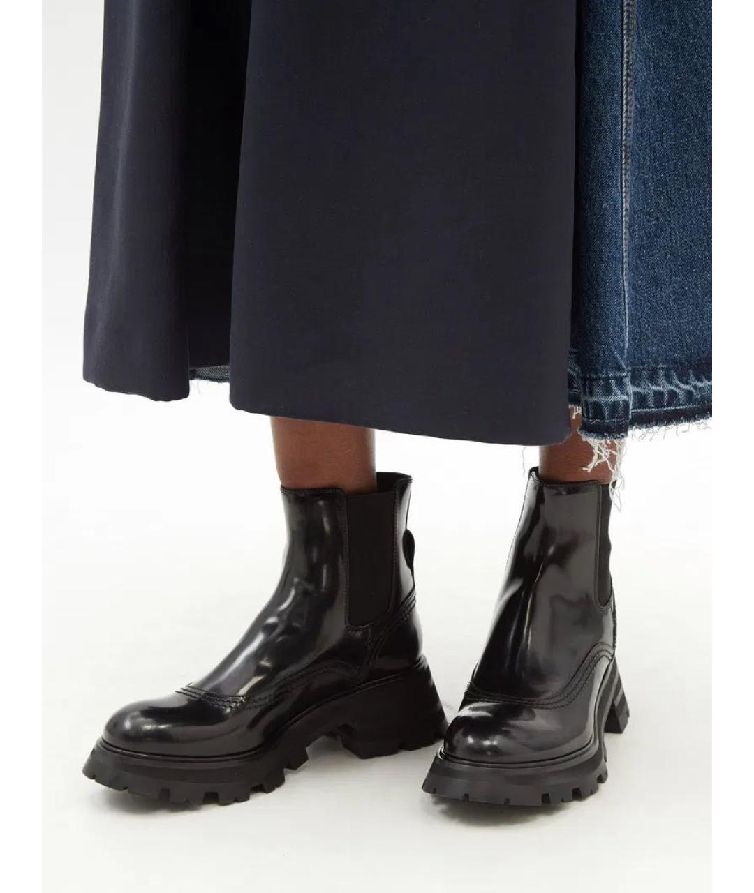 ALEXANDER MCQUEEN Черные кожаные ботинки, фото 8