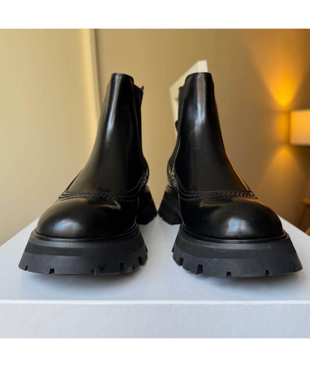 ALEXANDER MCQUEEN Черные кожаные ботинки, фото 2