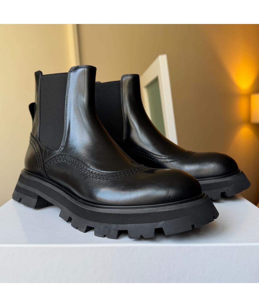 ALEXANDER MCQUEEN Черные кожаные ботинки, фото 3