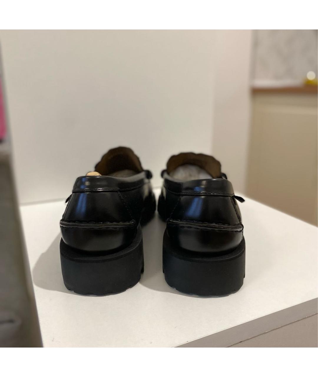 WEEKEND MAX MARA Черные кожаные лоферы, фото 4