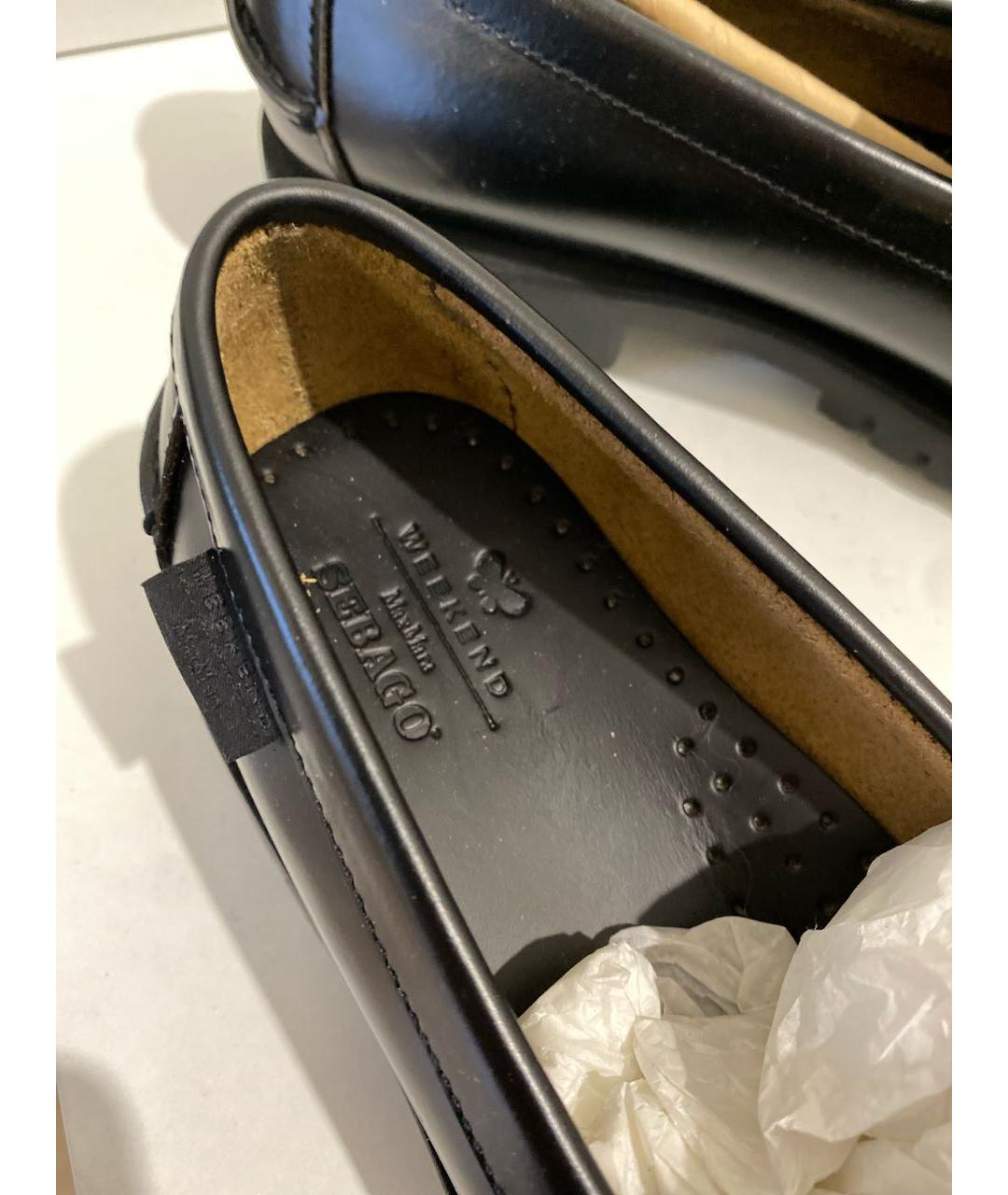 WEEKEND MAX MARA Черные кожаные лоферы, фото 6