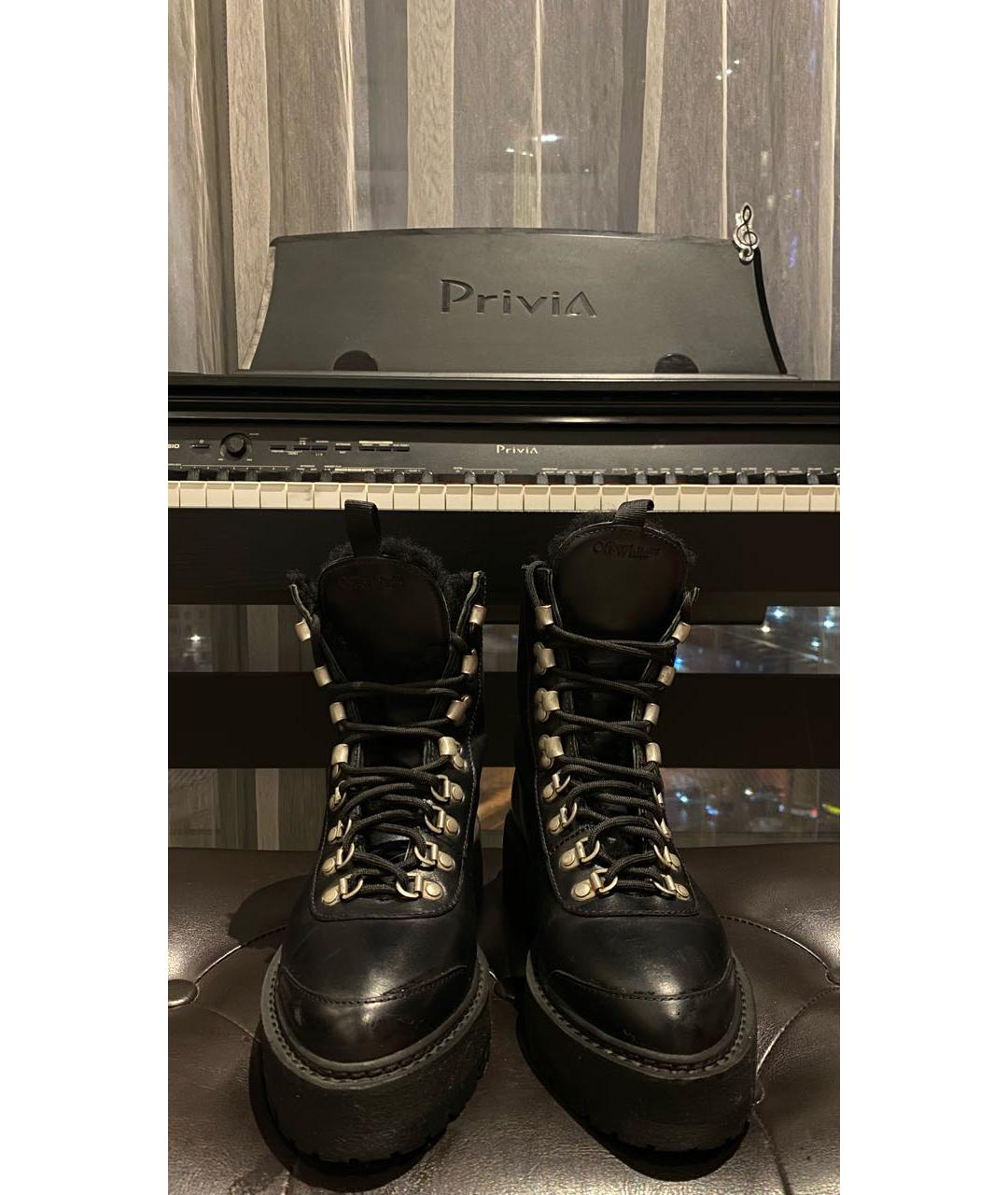 OFF-WHITE Черные кожаные ботинки, фото 2