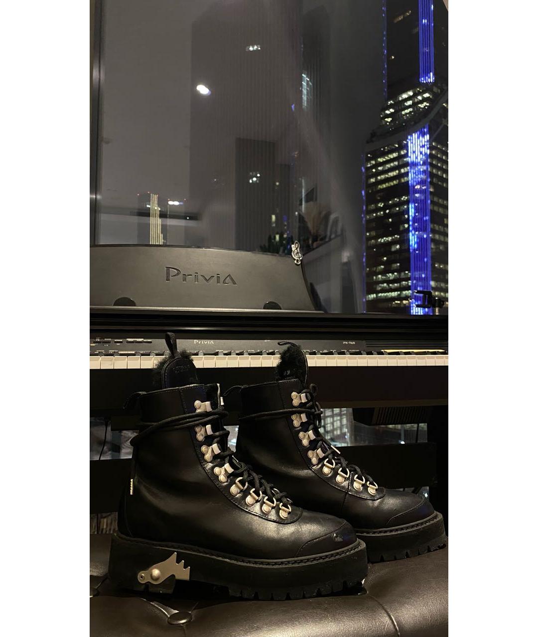 OFF-WHITE Черные кожаные ботинки, фото 7