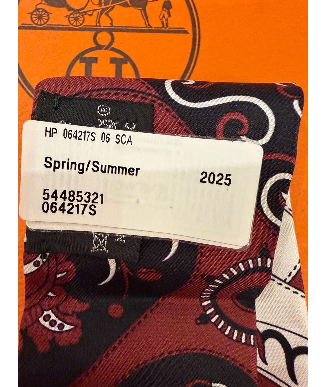 HERMES Бордовый шелковый платок, фото 2