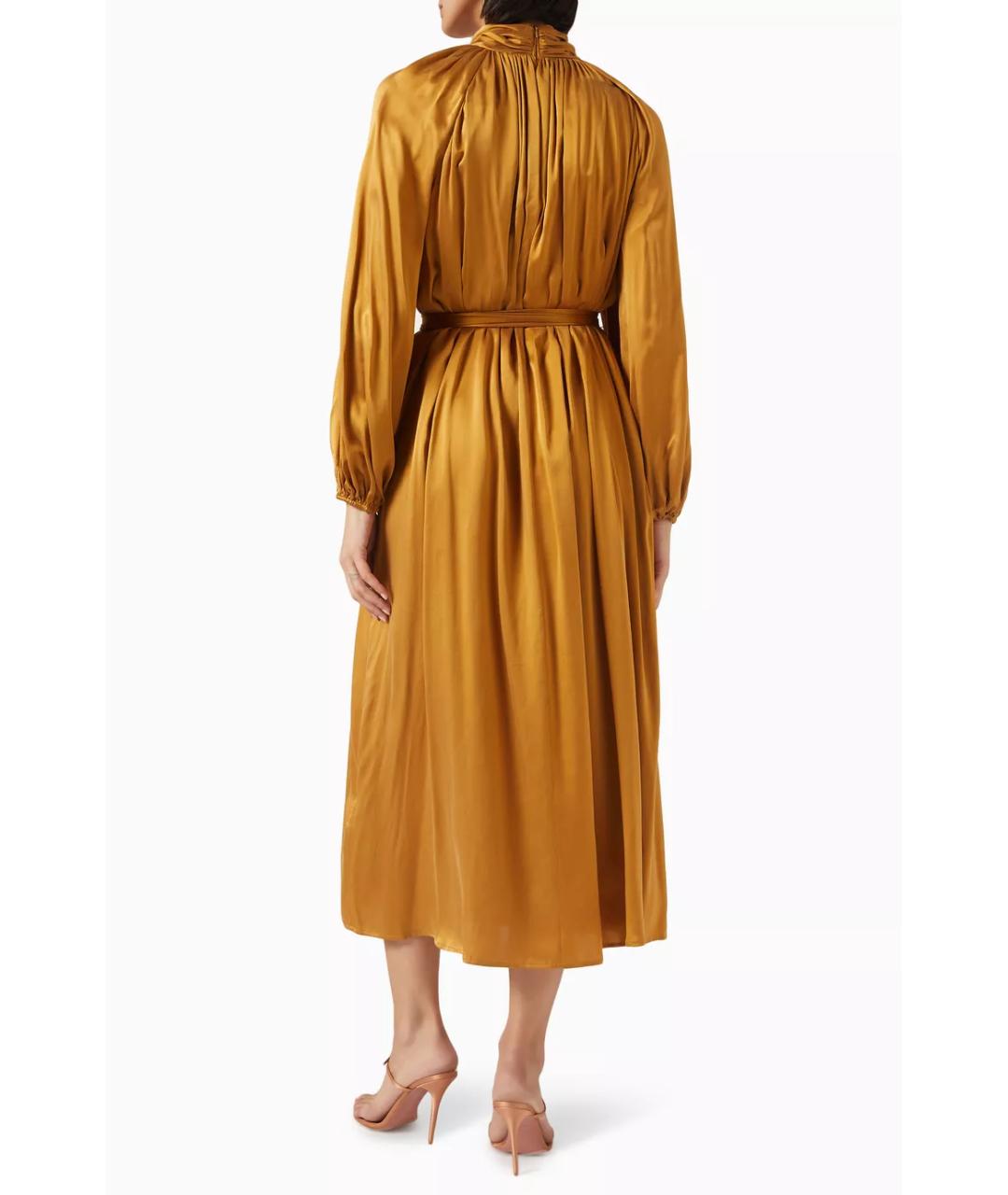 ZIMMERMANN Золотое шелковое коктейльное платье, фото 4