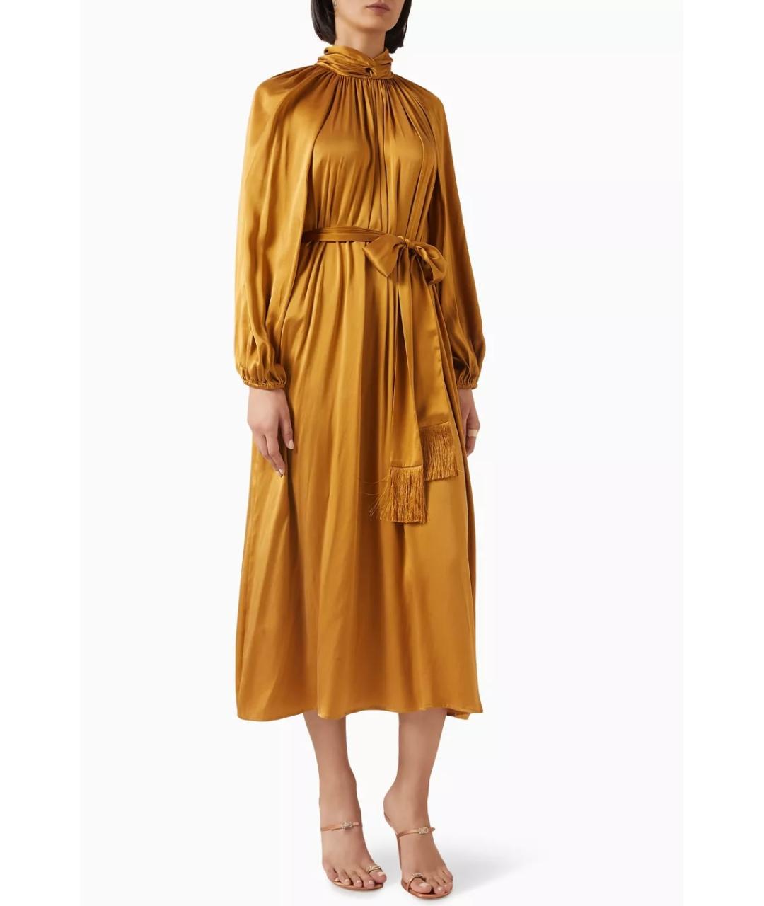 ZIMMERMANN Золотое шелковое коктейльное платье, фото 3