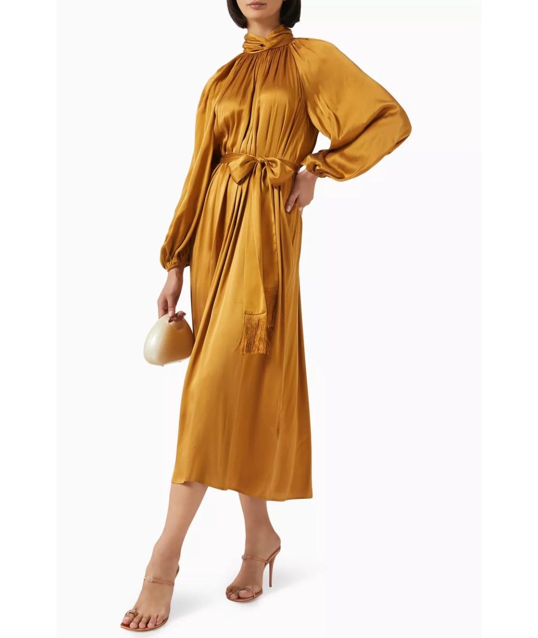 ZIMMERMANN Золотое шелковое коктейльное платье, фото 2