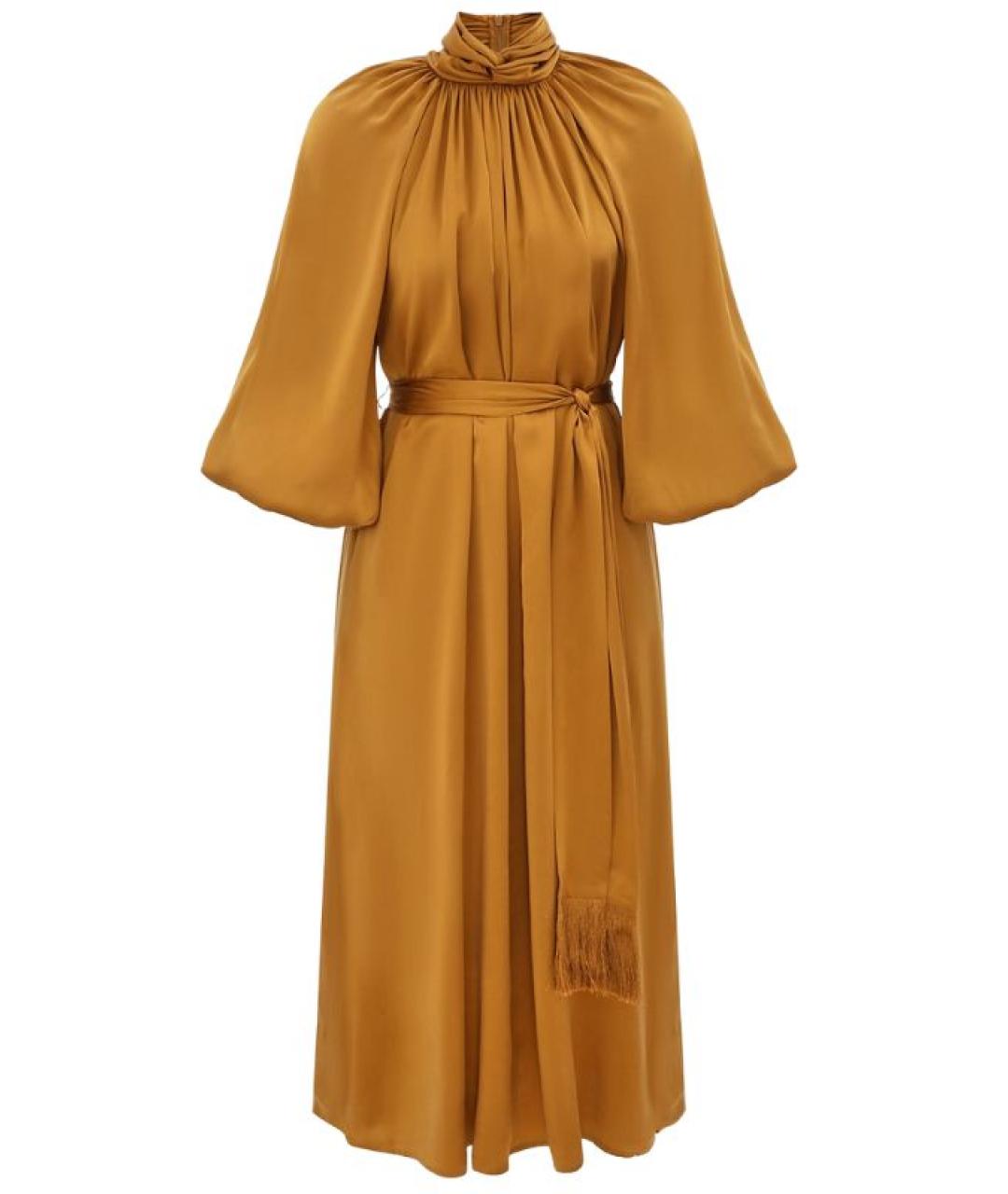 ZIMMERMANN Золотое шелковое коктейльное платье, фото 5