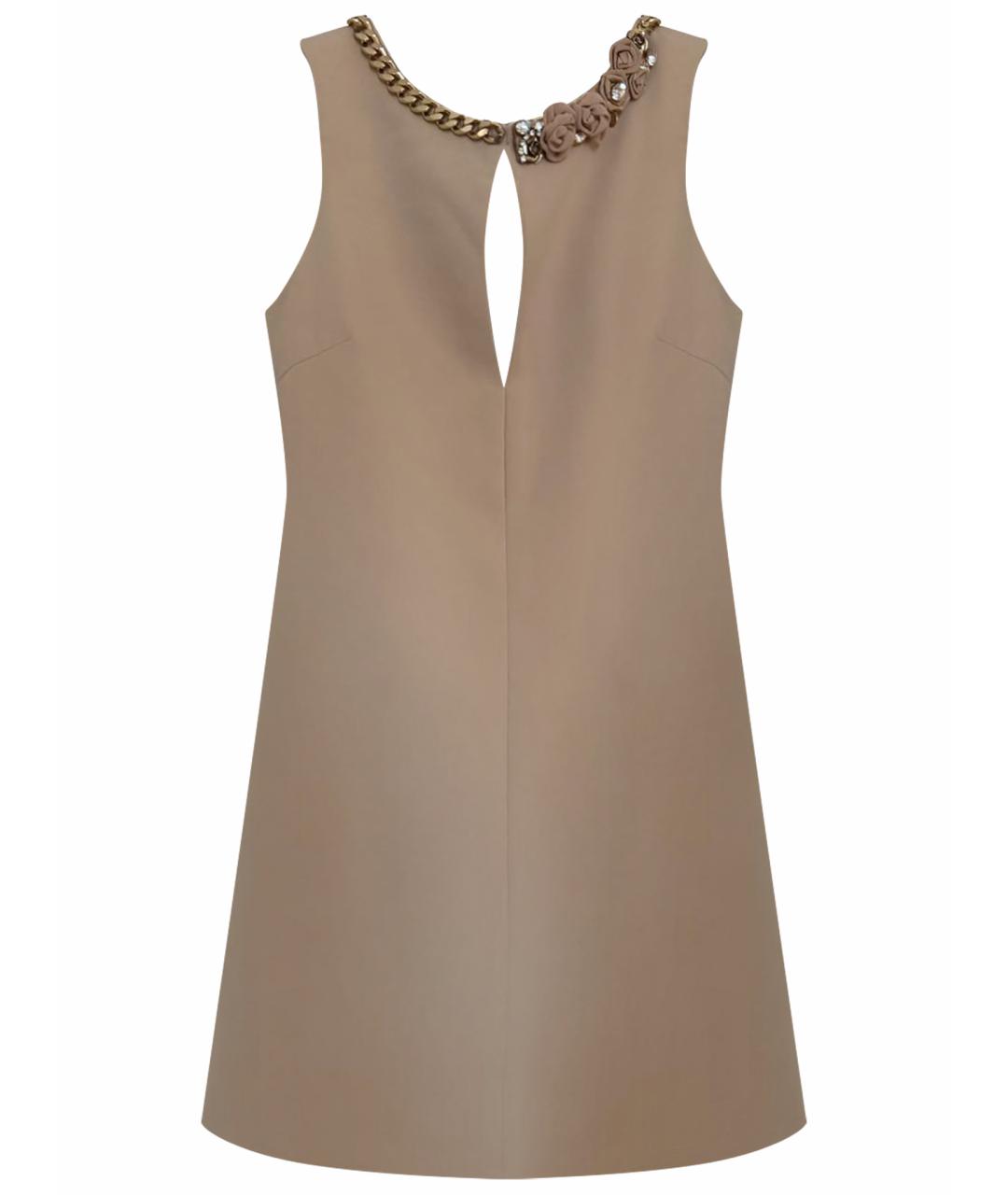 ELISABETTA FRANCHI Бежевое хлопковое коктейльное платье, фото 1