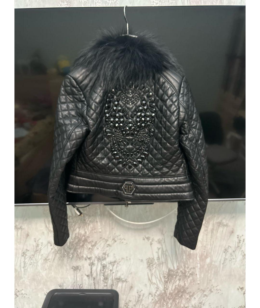 PHILIPP PLEIN Черная кожаная куртка, фото 2