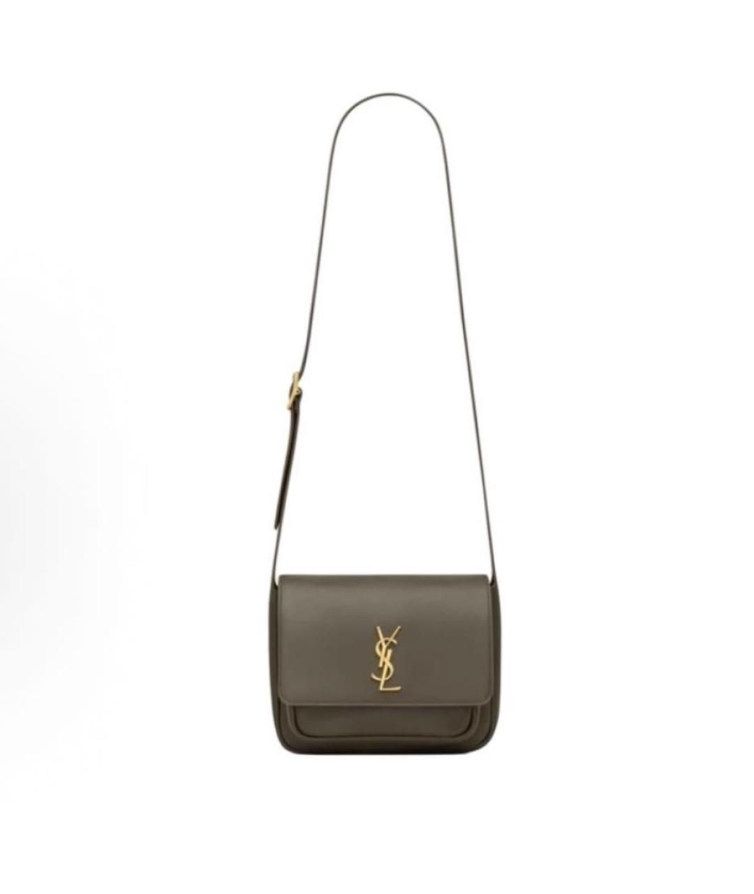 SAINT LAURENT Хаки кожаная сумка через плечо, фото 9