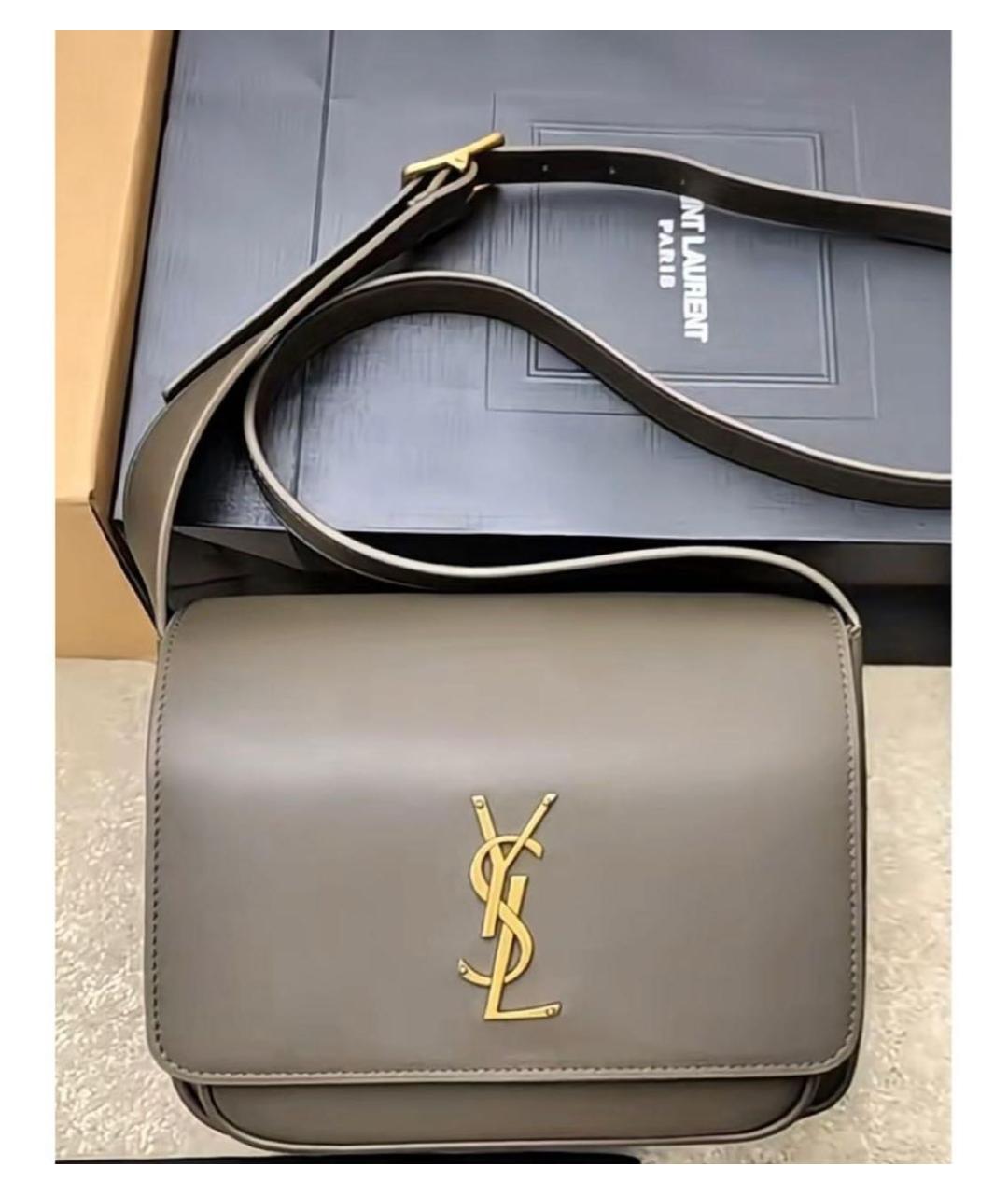 SAINT LAURENT Хаки кожаная сумка через плечо, фото 6