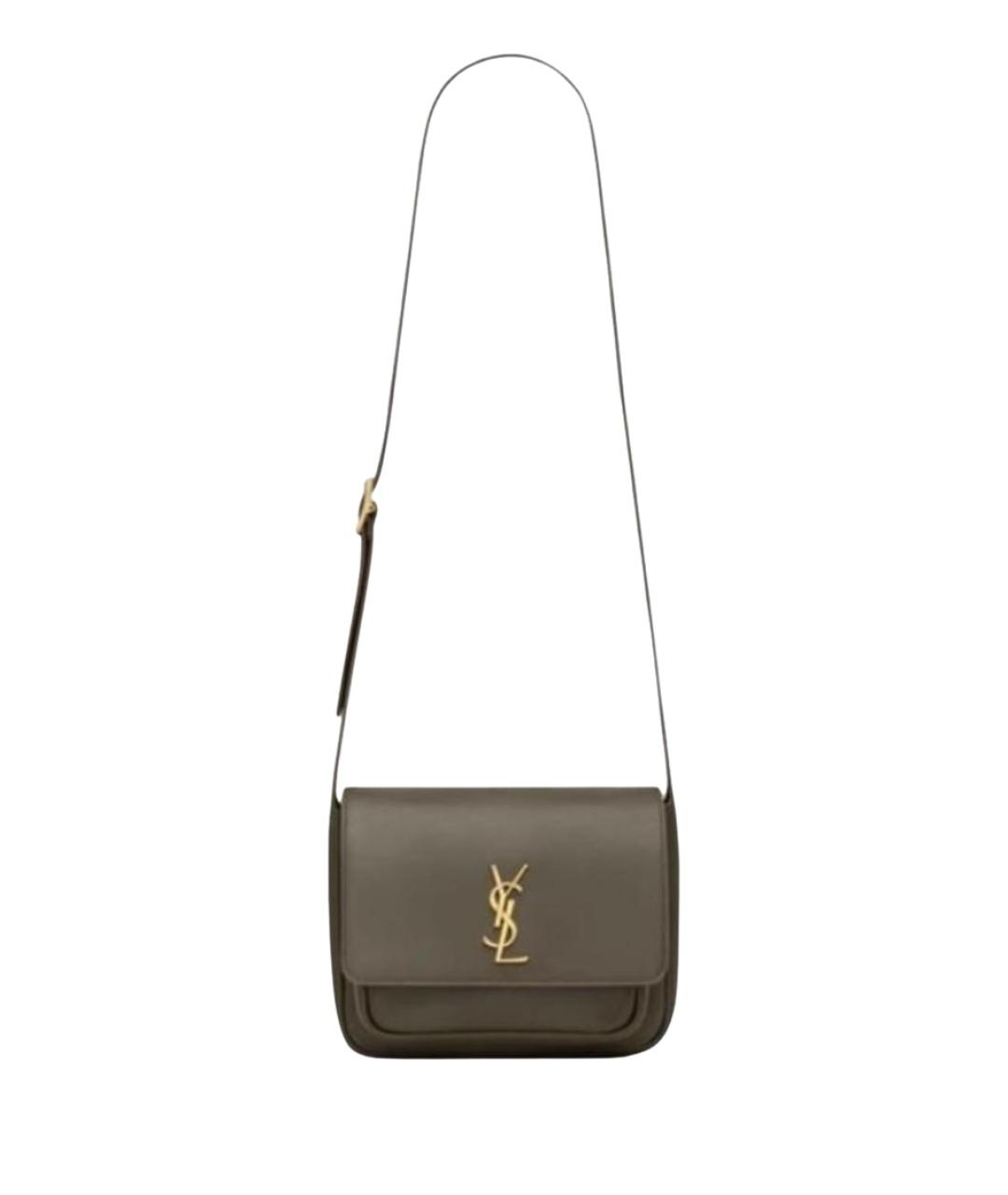 SAINT LAURENT Хаки кожаная сумка через плечо, фото 1