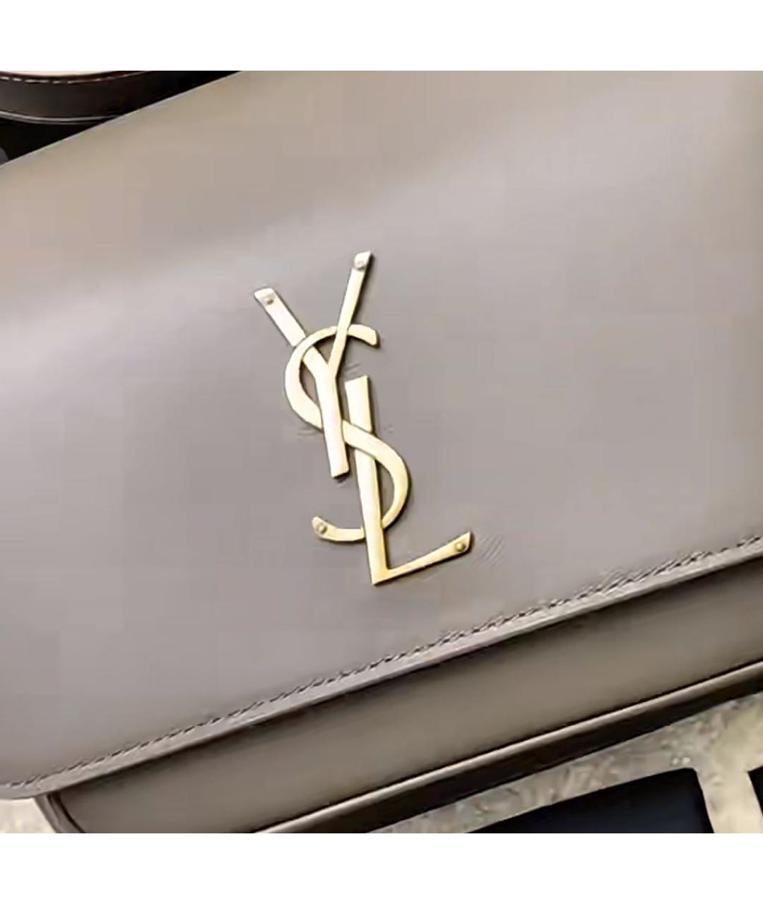 SAINT LAURENT Хаки кожаная сумка через плечо, фото 7