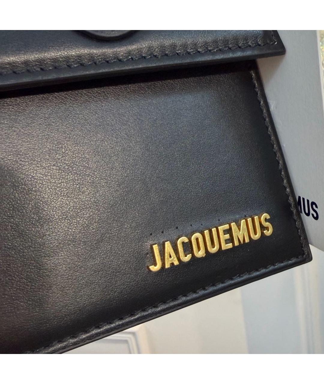 JACQUEMUS Черная кожаная сумка через плечо, фото 4