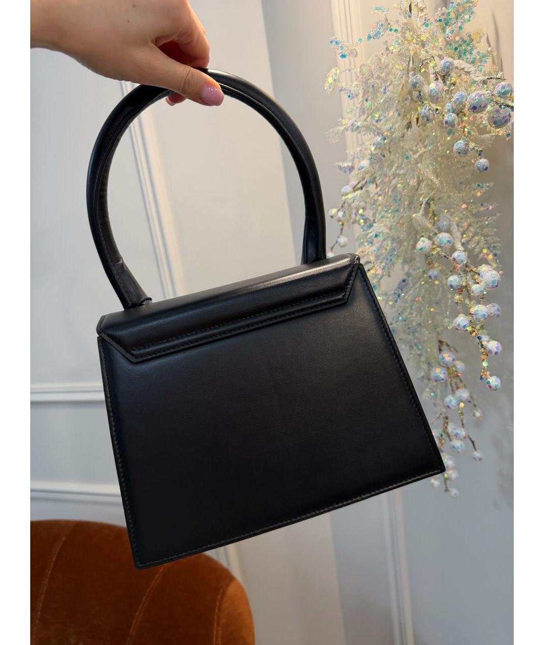 JACQUEMUS Черная кожаная сумка через плечо, фото 3