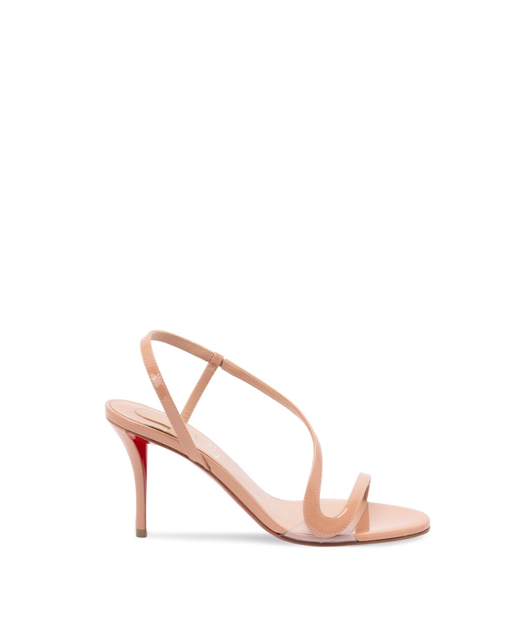 CHRISTIAN LOUBOUTIN Бежевые кожаные босоножки, фото 6