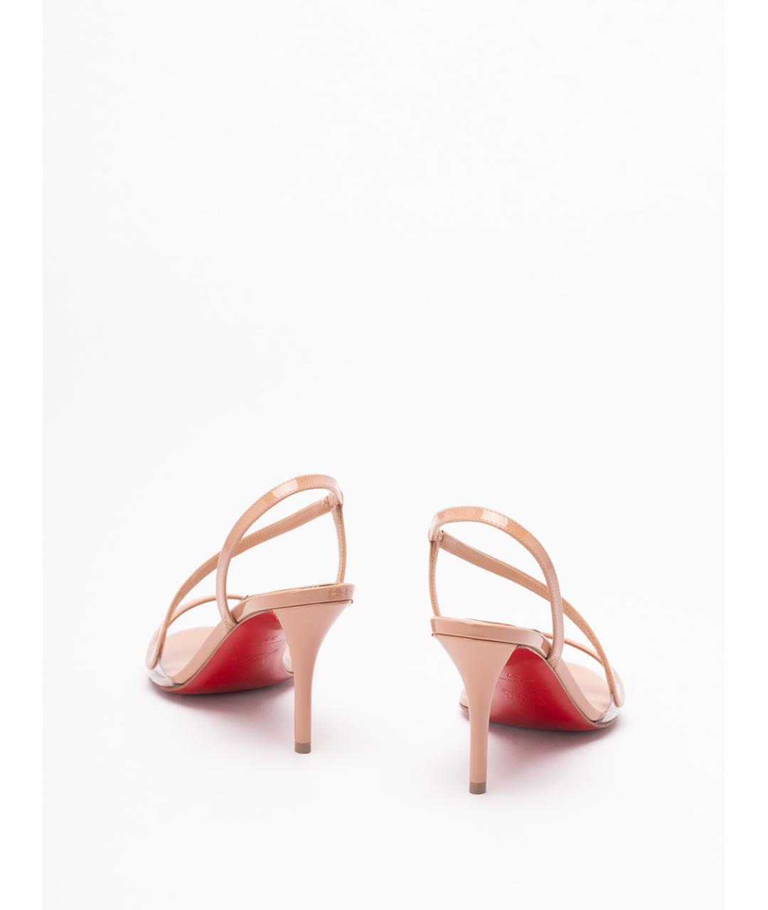 CHRISTIAN LOUBOUTIN Бежевые кожаные босоножки, фото 3