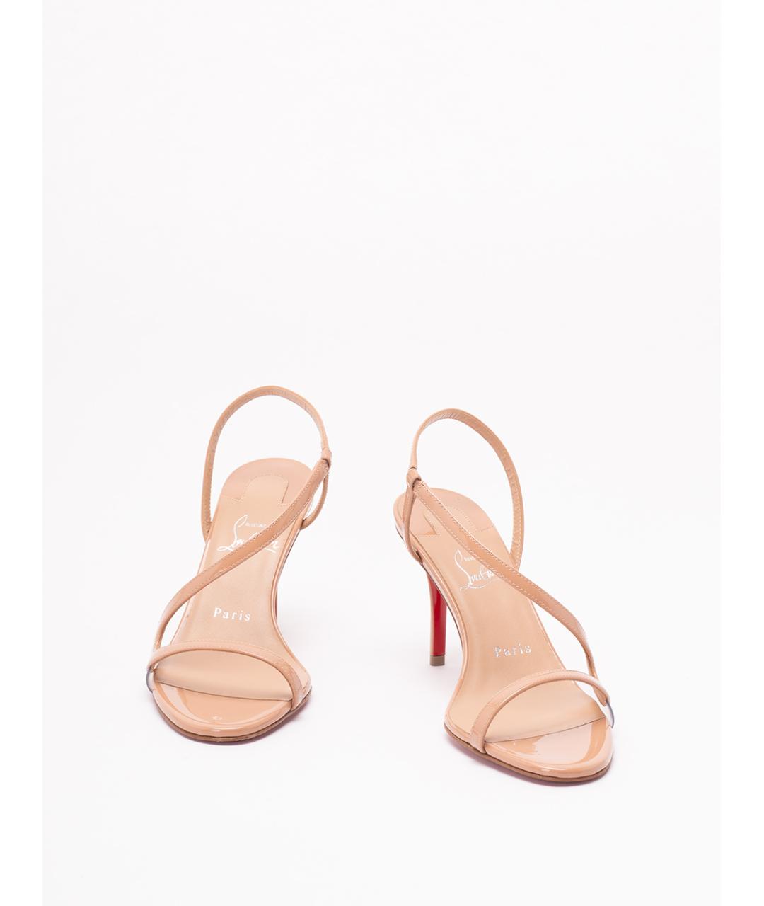 CHRISTIAN LOUBOUTIN Бежевые кожаные босоножки, фото 2