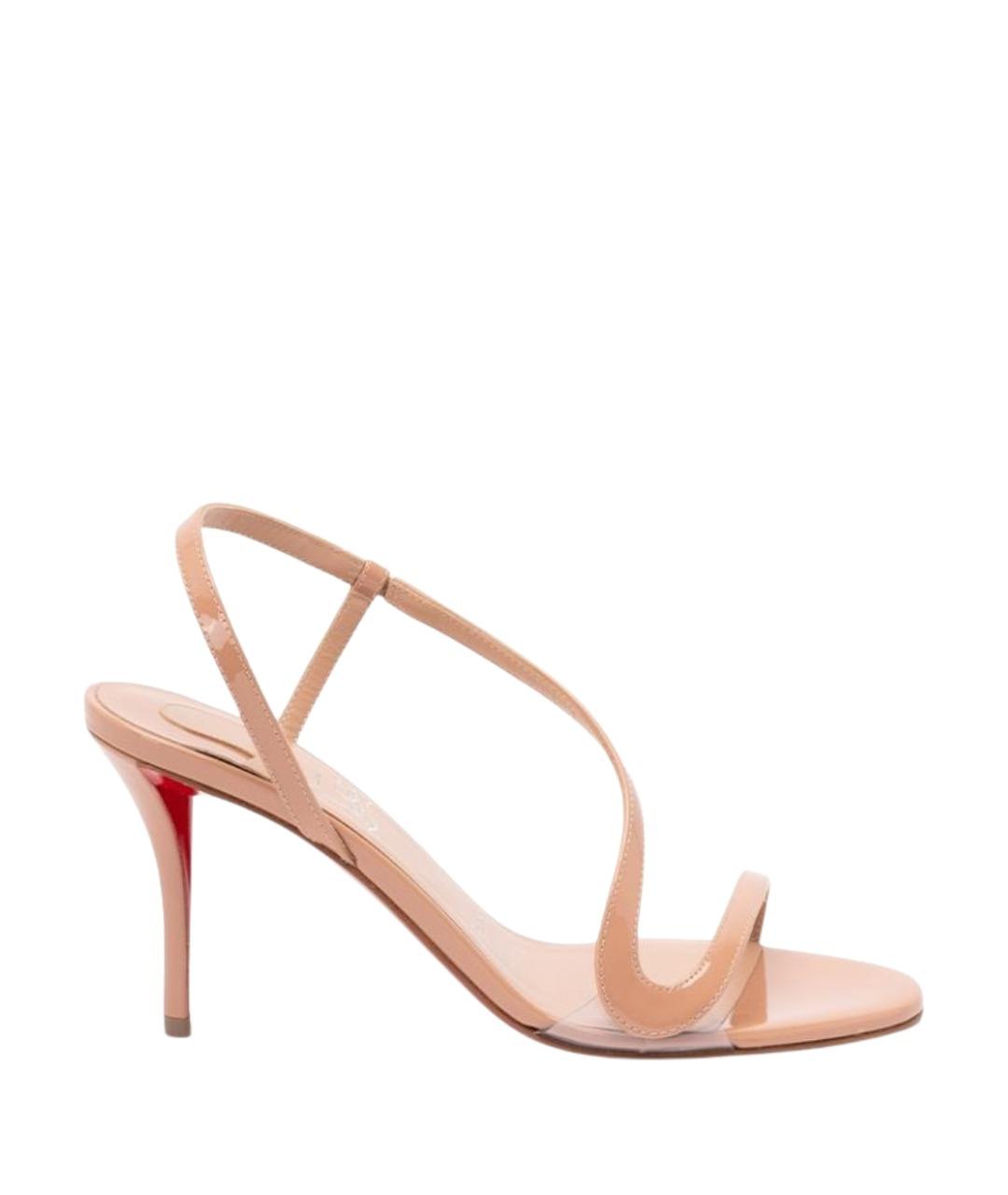 CHRISTIAN LOUBOUTIN Бежевые кожаные босоножки, фото 1