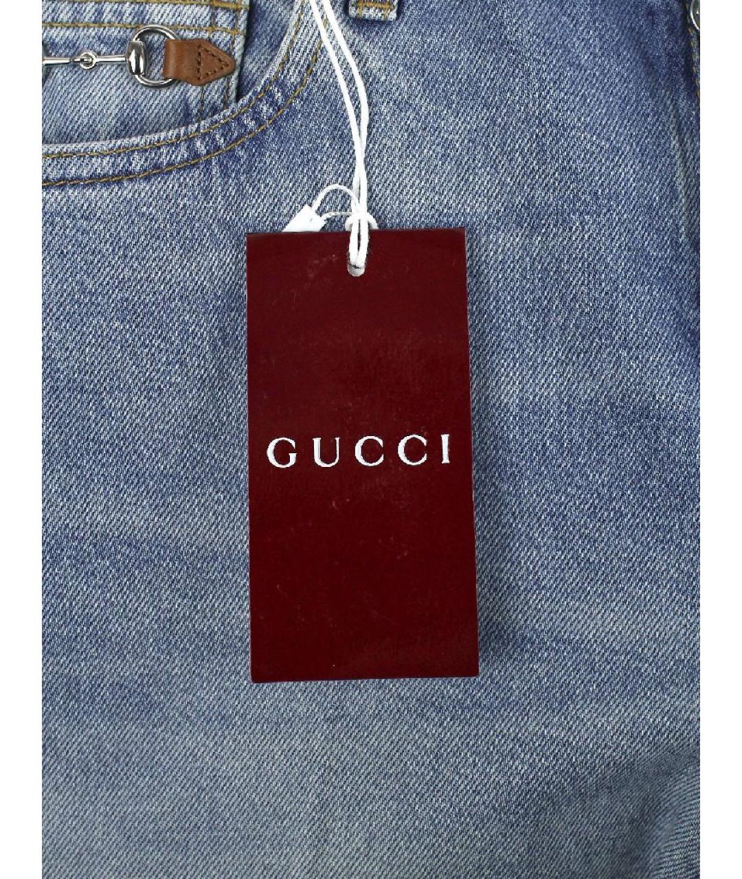 GUCCI Голубые хлопковые джинсы клеш, фото 9