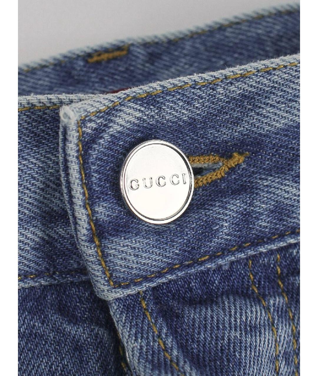 GUCCI Голубые хлопковые джинсы клеш, фото 8