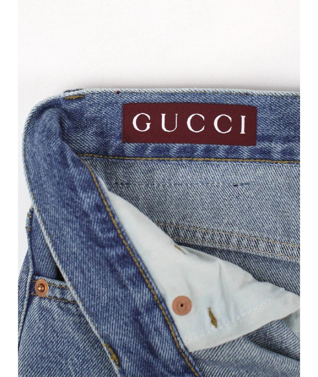GUCCI Голубые хлопковые джинсы клеш, фото 4
