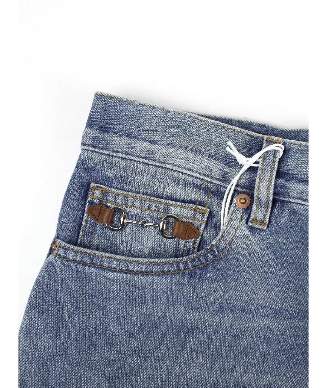 GUCCI Голубые хлопковые джинсы клеш, фото 5