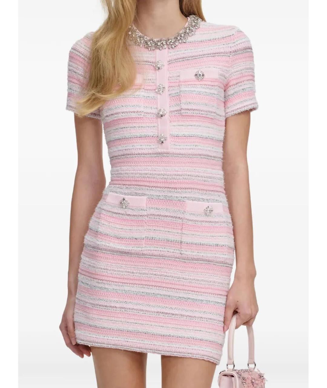 SELF-PORTRAIT Розовое полиэстеровое повседневное платье, фото 4