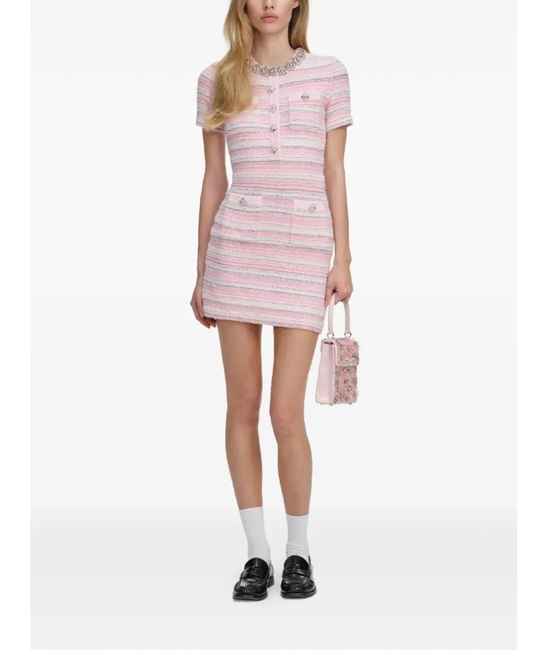 SELF-PORTRAIT Розовое полиэстеровое повседневное платье, фото 3