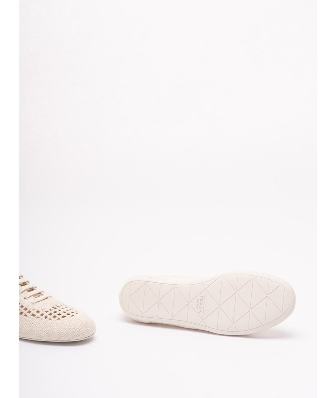 PRADA Бежевые текстильные кроссовки, фото 4