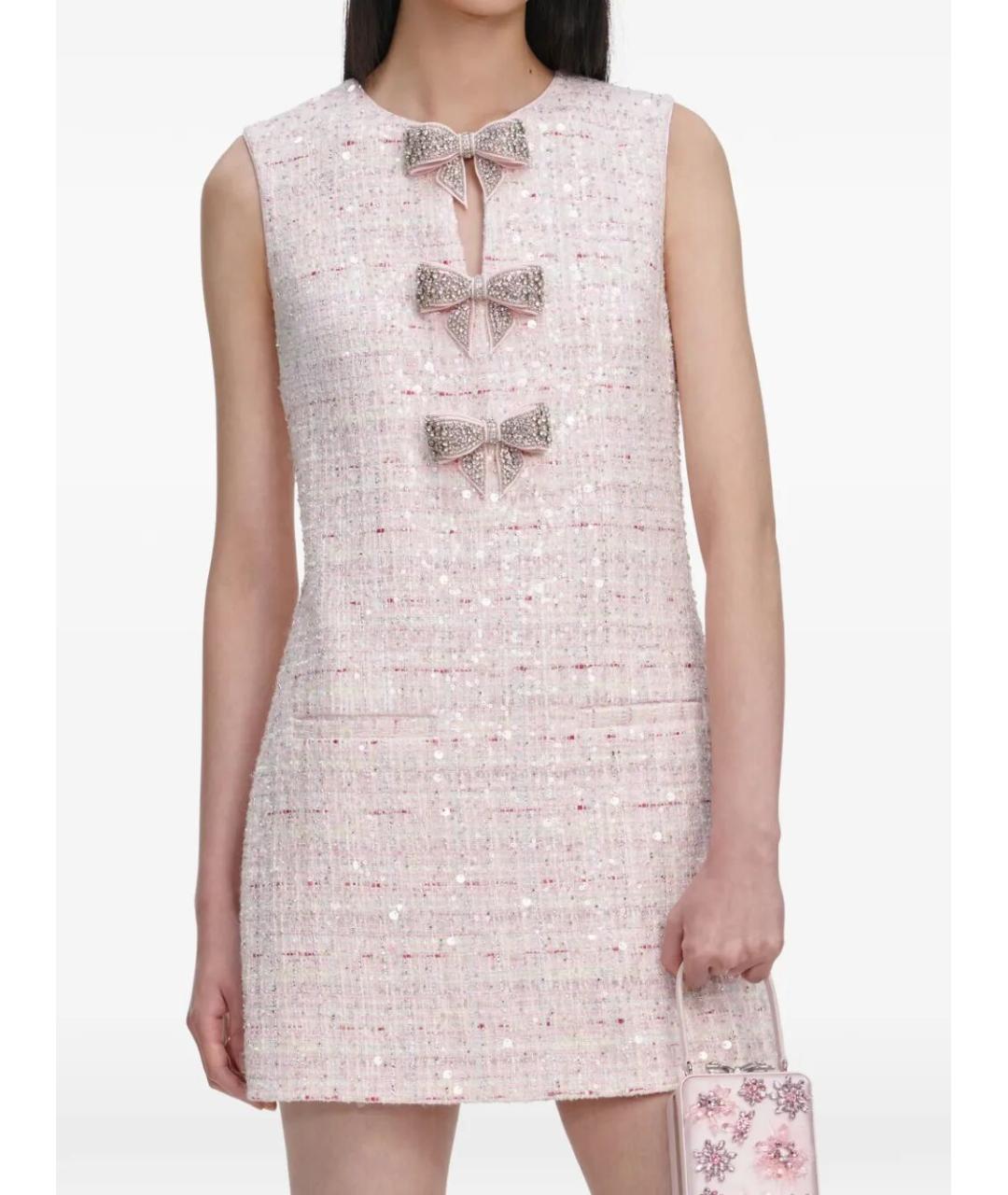 SELF-PORTRAIT Розовое хлопковое повседневное платье, фото 5