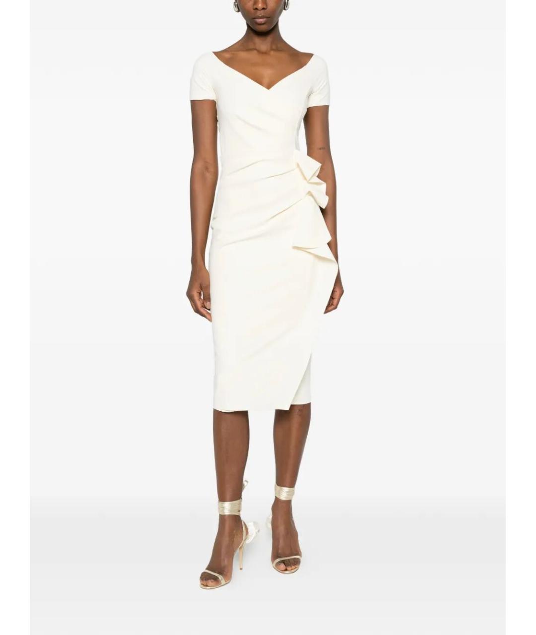 CHIARA BONI Бежевое полиамидовое коктейльное платье, фото 2