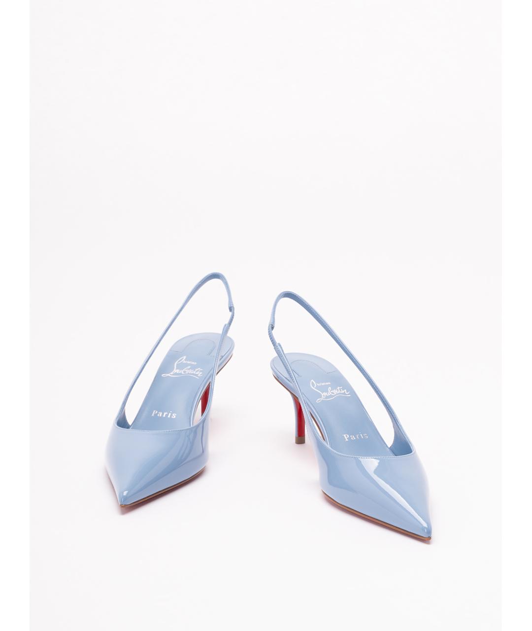 CHRISTIAN LOUBOUTIN Голубые кожаные туфли, фото 2