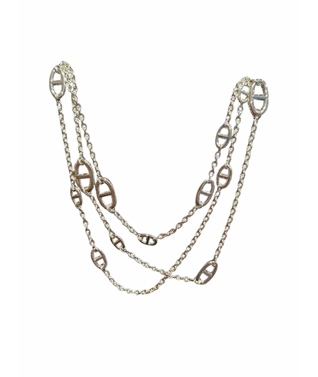 HERMES Белое серебряное колье, фото 1