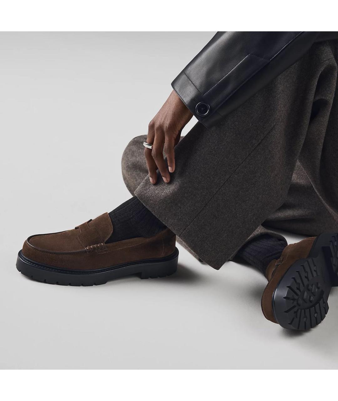 HERMES Коричневые замшевые лоферы, фото 2