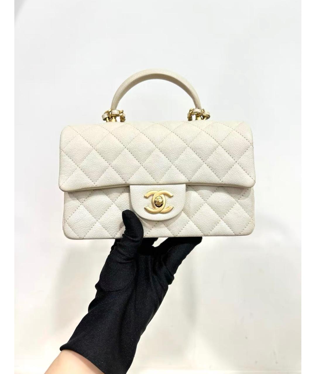 CHANEL Белая кожаная сумка через плечо, фото 2