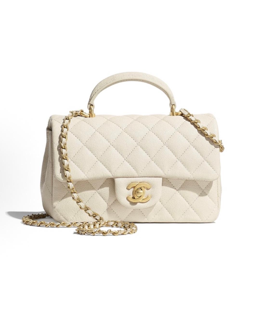 CHANEL Белая кожаная сумка через плечо, фото 8