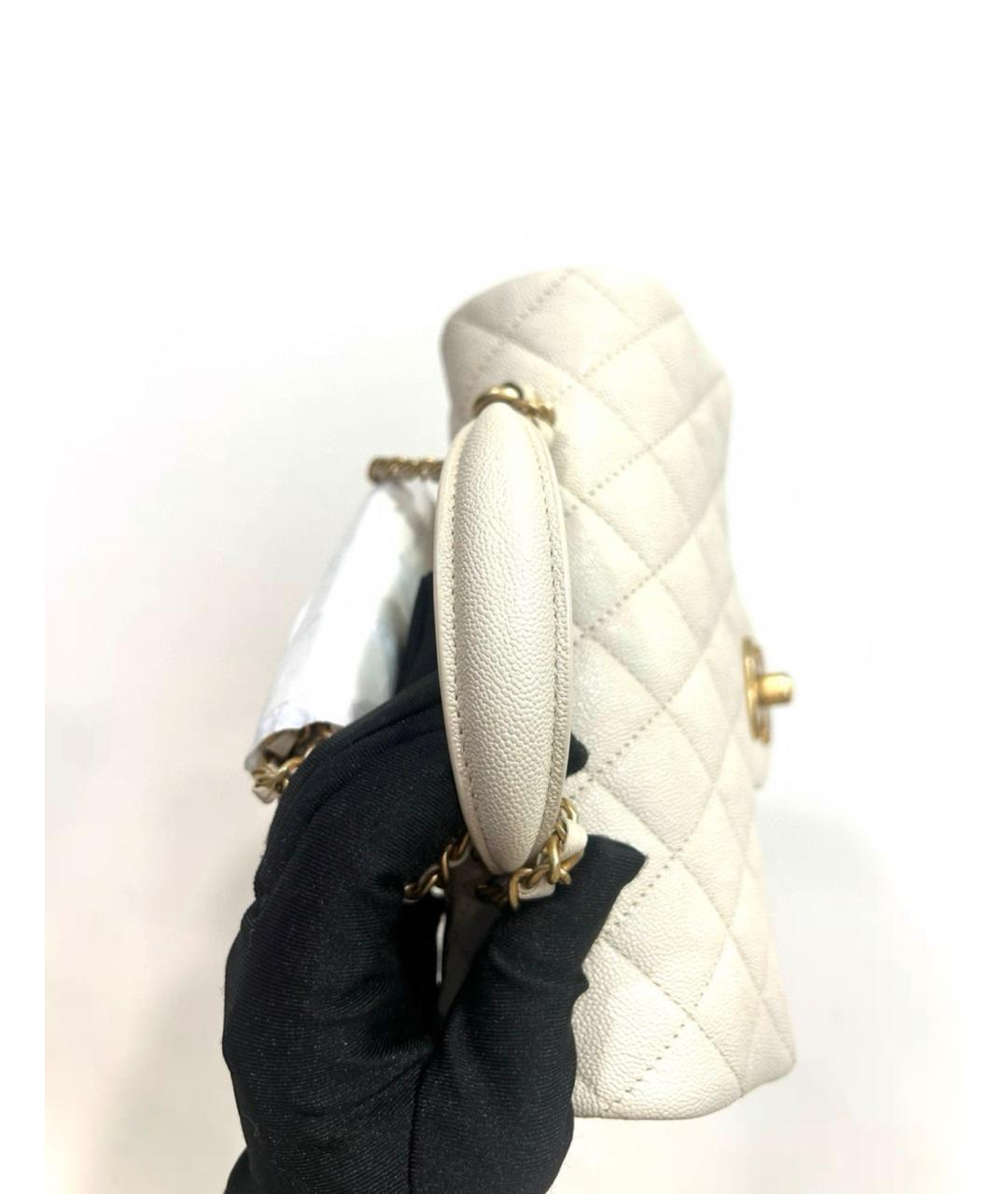 CHANEL Белая кожаная сумка через плечо, фото 6