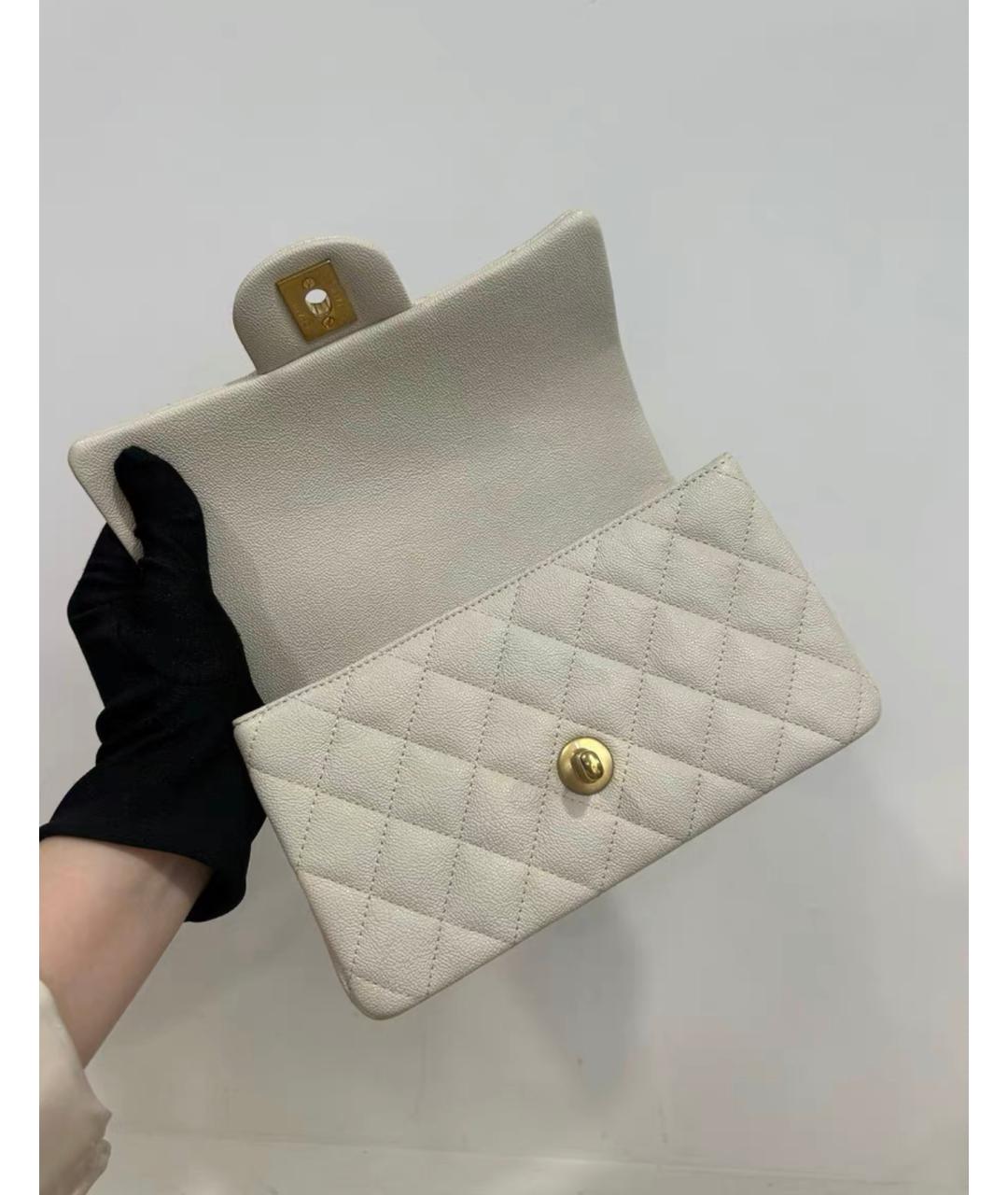 CHANEL Белая кожаная сумка через плечо, фото 7