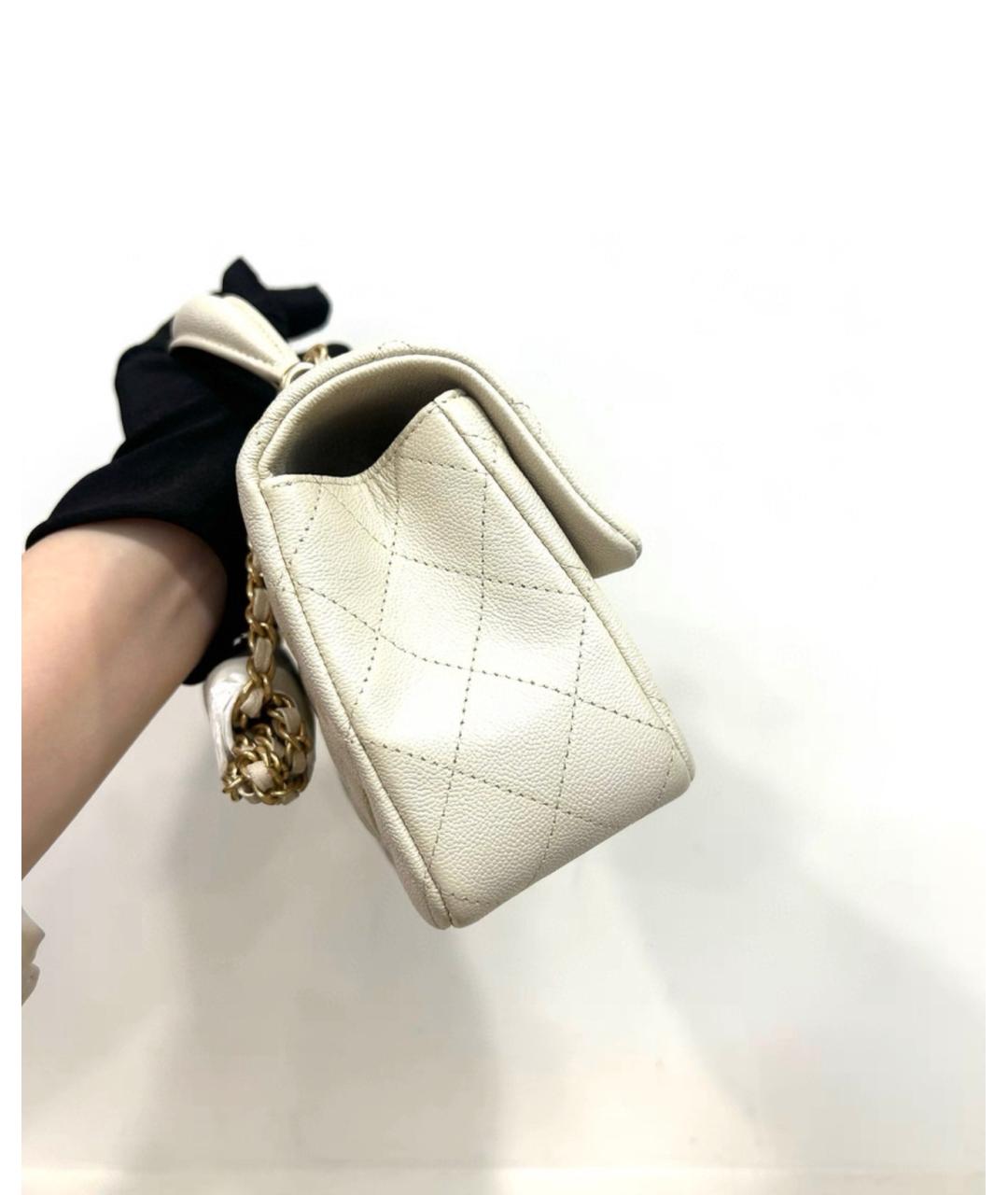 CHANEL Белая кожаная сумка через плечо, фото 4